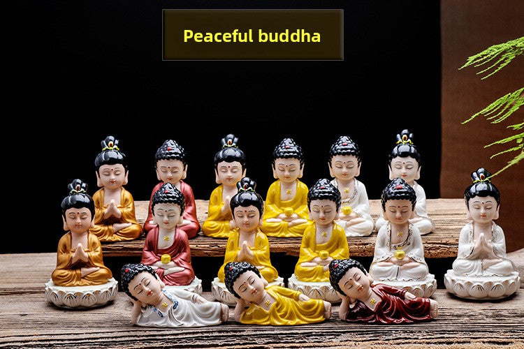zensoullab Ceramic Buddha Statue Peace Buddha Chinese Style Entrance Shakyamuni Crafts Guanyin Ornament Lying Buddha Car Accessories