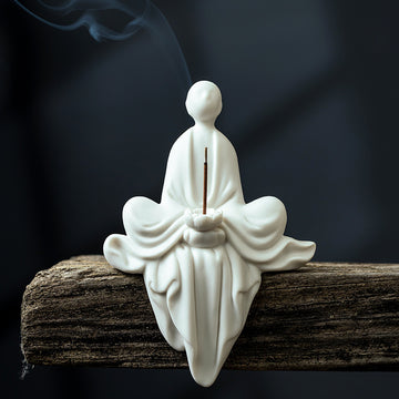 zensoullab Ceramic Zen Little Monk Chinese Style Living Room Entrance Office Desk Fish Tank Micro Landscape Figure Formless Buddha Decoration Ornament