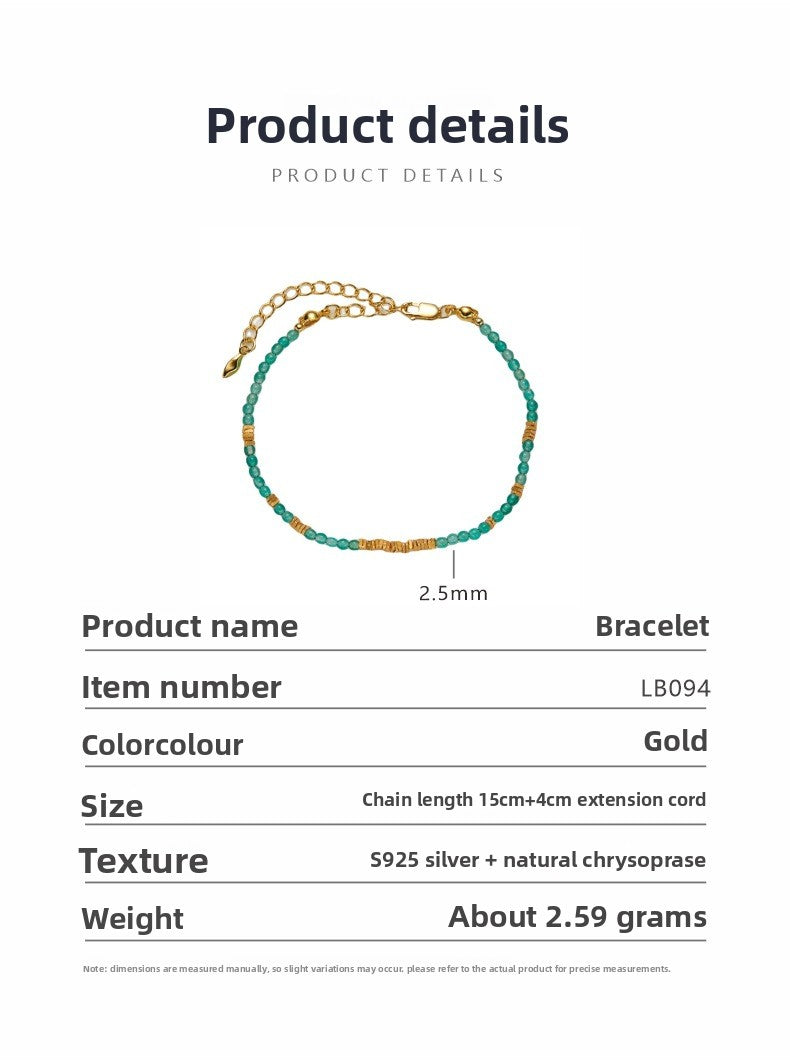 zensoullab S925 Sterling Silver Natural Green Chalcedony Gemstone Necklace for Women Fashionable Personalized Handmade Fragmented Silver