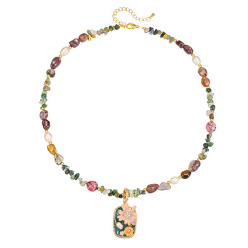 Zensoullab Freshwater Pearl Natural Stone Necklace Bracelet Maillard Tourmaline Agate Stone Beads String Sweater Chain