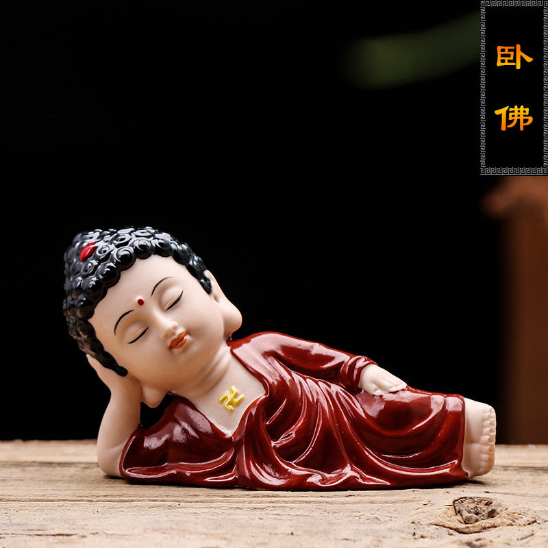 zensoullab Ceramic Buddha Statue Peace Buddha Chinese Style Entrance Shakyamuni Crafts Guanyin Ornament Lying Buddha Car Accessories