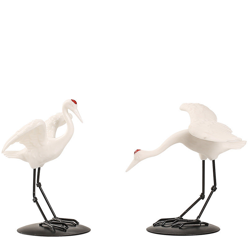 zensoullab Ceramic Crane Animal Red-crowned Crane Ornament New Chinese Style Potted Plant Fake Mountain Water Landscape Micro Landscape Desktop Decoration