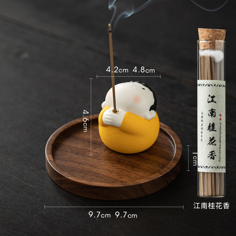 zensoullab Ceramic Cute Little Tathagata Incense Burner for Home Indoor Aromatherapy Small Ornament High-end Incense Holder Tea Table Incense Ceremony