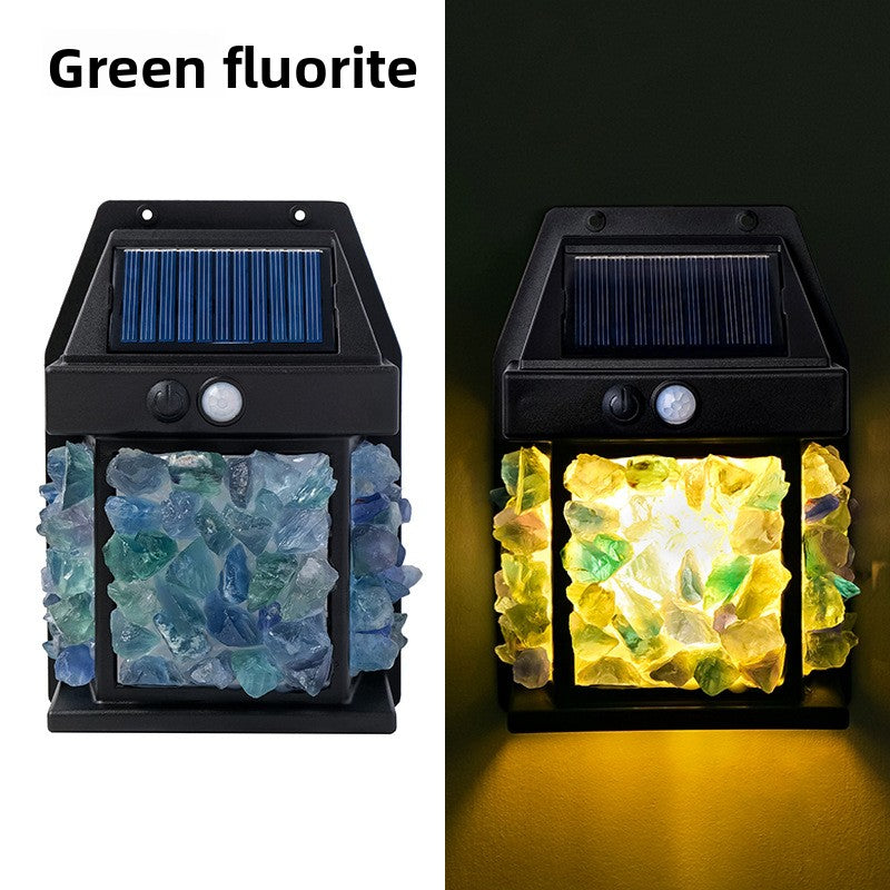 zensoullab Natural Crystal Raw Stone Solar Wall Light Outdoor Courtyard Waterproof Sensor Lighting Household Night Light