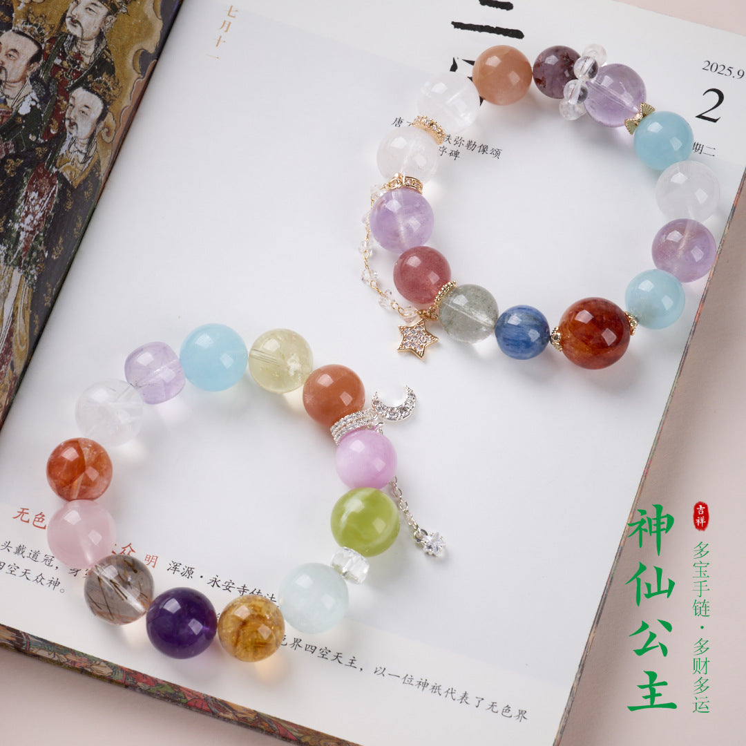 zensoullab Natural Large Point Crystal Bracelet Star Moon Fairy Princess High-end Crystal Bracelet
