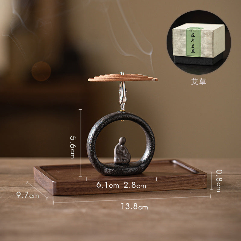 zensoullab Zen Style Small Monk Incense Holder Creative Dual-use Coil Incense Burner Incense Burner for Home Indoor Sandalwood Agarwood Incense Burner Ornament
