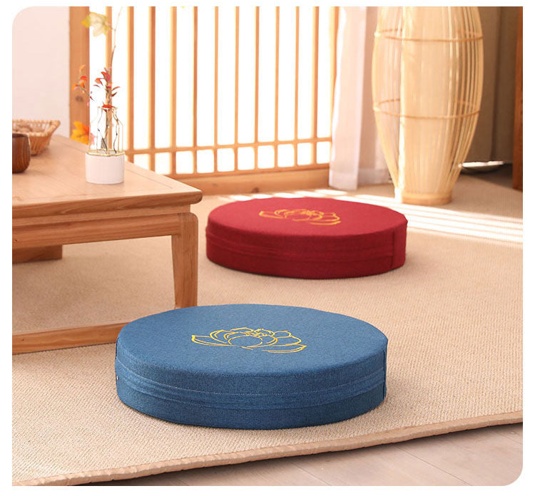Zensoullab Japanese Style Tatami Mat Futon Cushion Thickened Stool Removable and Washable Window Cushion round Meditation Cushion Meditation Pray Cushion