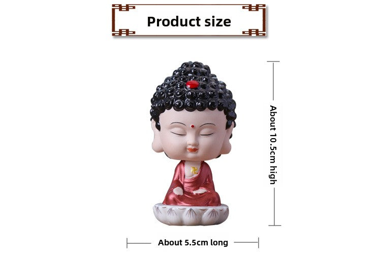 zensoullab Premium Creative Bobblehead Figurine Desktop Ornament Hand-painted Small Ornament Tathagata Peace Buddha Car-mounted Chinese Home Decoration
