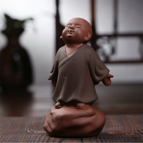 zensoullab Yunshang Leisurely Taoist Little Monk Huan Kong Purple Clay Tea Pet Ornament Creative Tea Play Little Buddha Ornament Tea Set Accessories