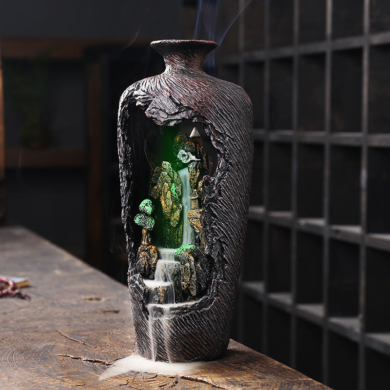 New Resin Backflow Incense Burner Creative Mountain Water Flow Incense Burner Home Decor Backflow Incense Original