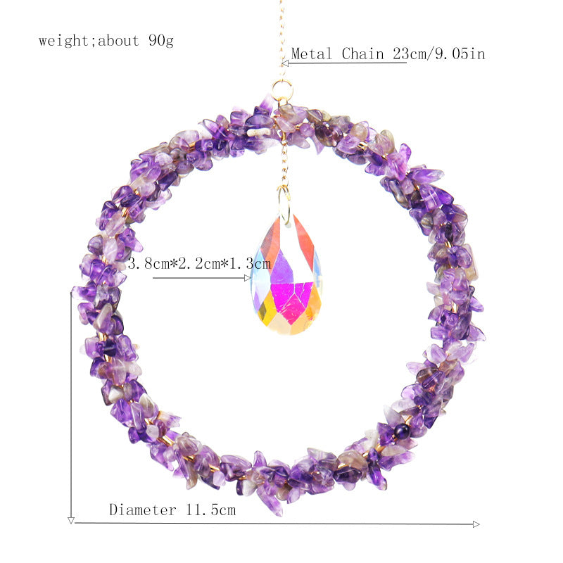 zensoullab Sun Catcher Gardening Crafts Crushed Stone Large Circle AB Color Crystal Water Drop Lighting Pendant