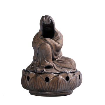 zensoullab Ceramic Zen Unfettered Buddha Incense Burner Home Indoor Antique Creative Coil Incense Burner Sandalwood Agarwood Craft Ornament