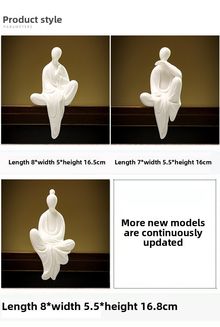 zensoullab Zen Ceramic Formless Buddha Figure Chinese Style Small Monk Ornament Small Monk Entrance Living Room Study Creative Decoration Display