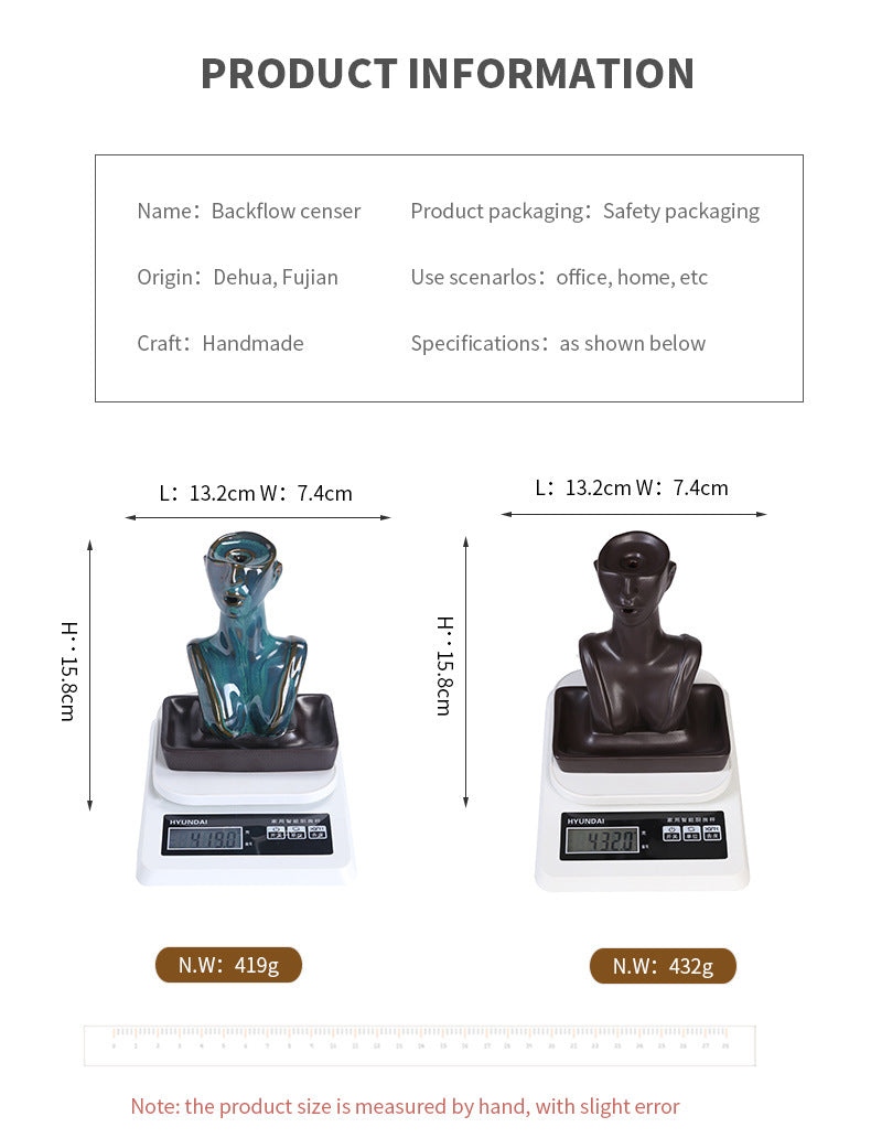Ceramic European and American Beauty Statue Backflow Incense Burner Creative Beauty Sandalwood Incense Backflow Burner Home Decor
