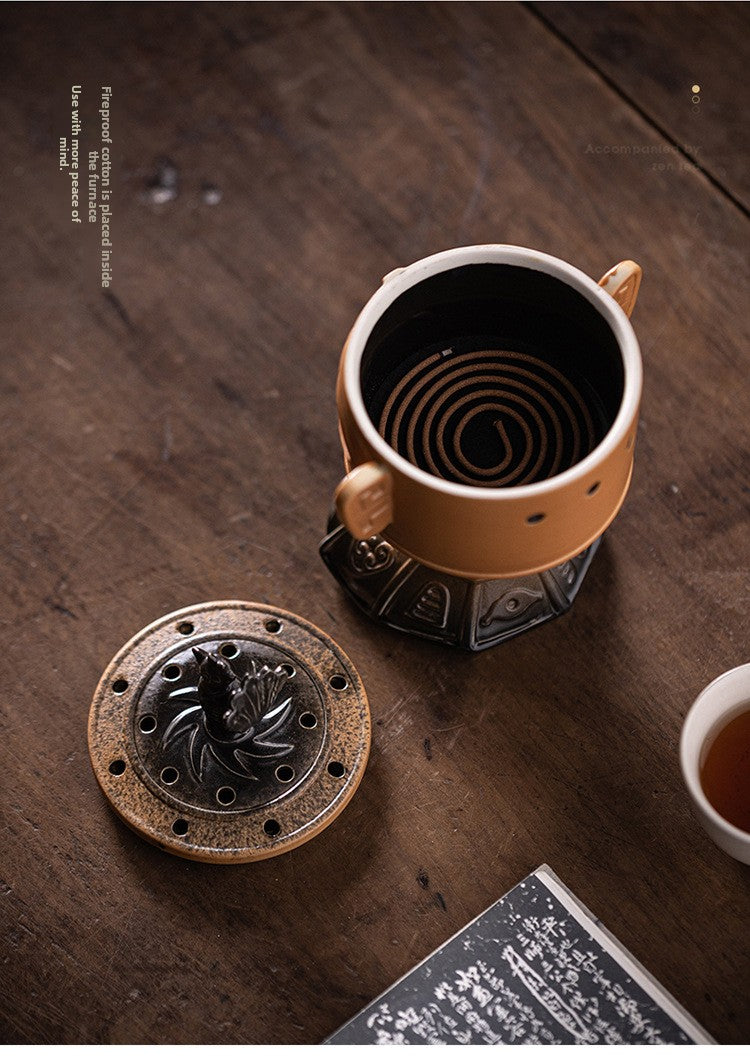 zensoullab Vintage Ceramic Cultural Creative Sanxingdui Incense Burner Home Indoor Sandalwood Burner Incense Burner Incense Supplies Aromatherapy Burner Ornament