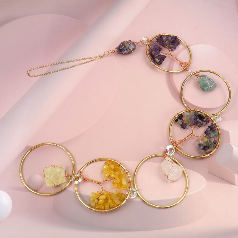 zensoullab Tree of Life Agate Slice Crystal Handmade Tree of Life Craft Crystal Pendant