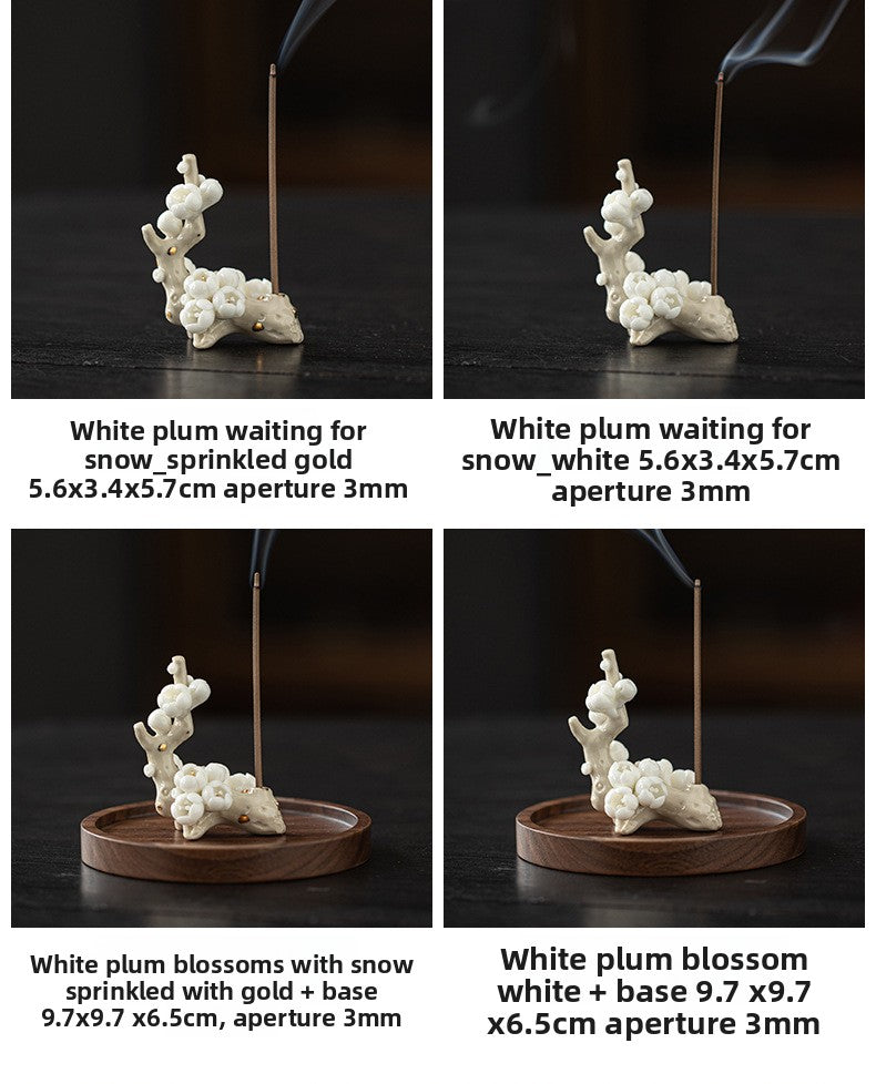 zensoullab Zen Ceramic Plum Blossom Incense Holder Creative Incense Stand Incense Tray Incense Burner Tea Room Study Atmosphere Decor Incense Burner
