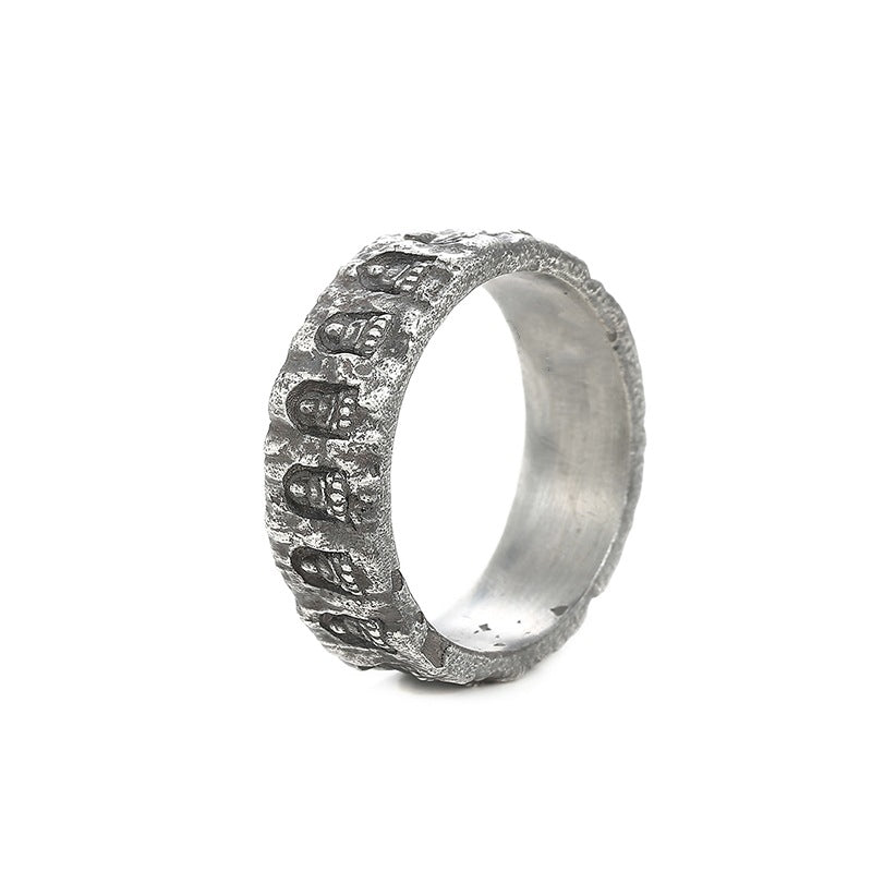 zensoullab Original Design Thai Silver Vintage Buddha Cave Ring for Men and Women Creative Personality National Style Trendy Open Ring