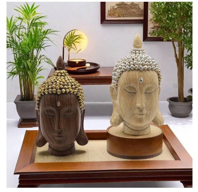 zensoullab Southeast Asian Buddha Statue Buddha Head Ornament New Chinese Zen Resin Craft Living Room Tea Room Home Retro Decoration