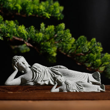 zensoullab Desktop Chinese Zen Style Buddha Figurine Micro Landscape Fish Tank Decoration Rockery Desktop Ornament Tea Pet Incense Decoration