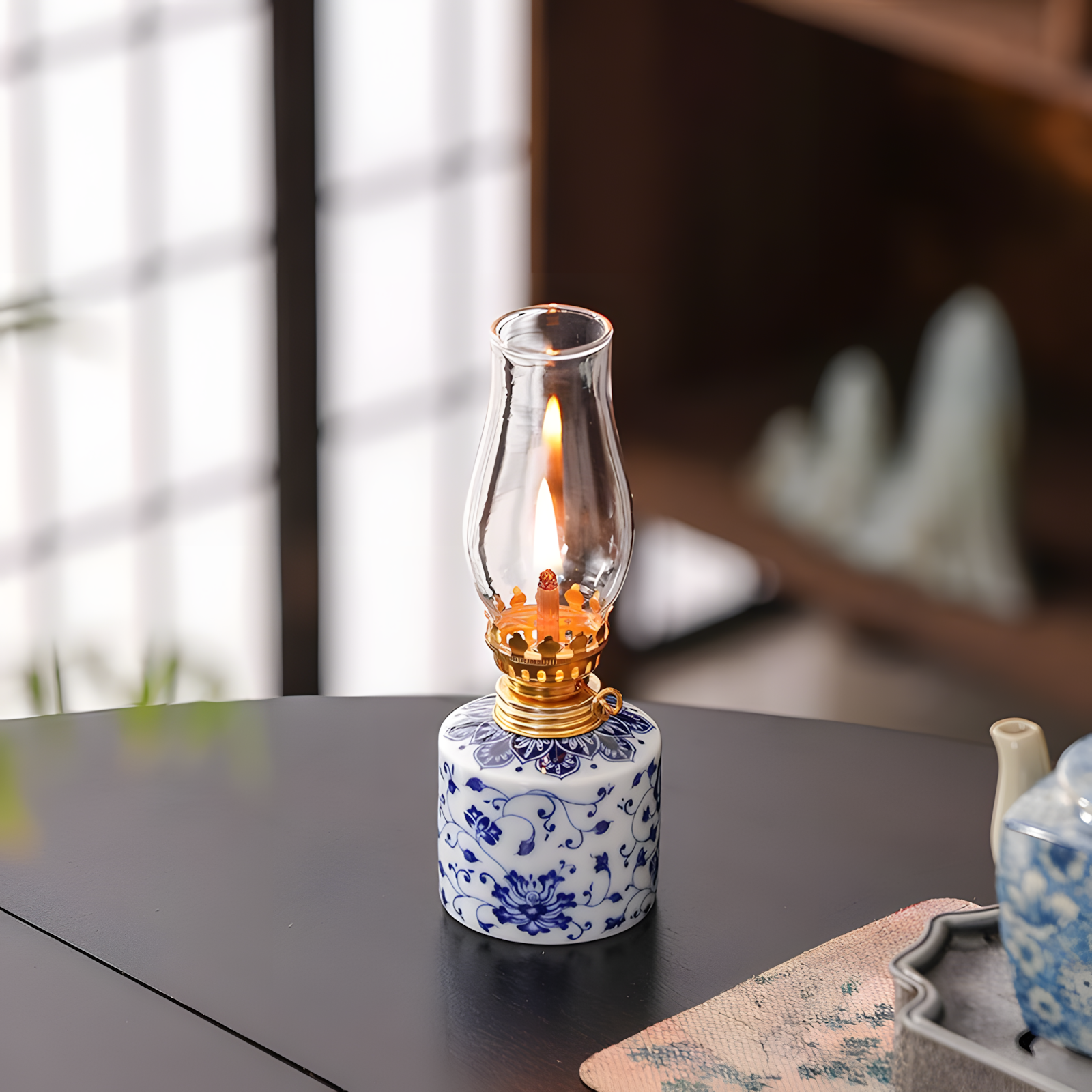 Serenity Oil Lamp Serenity Blue & White Ceramic Meditation