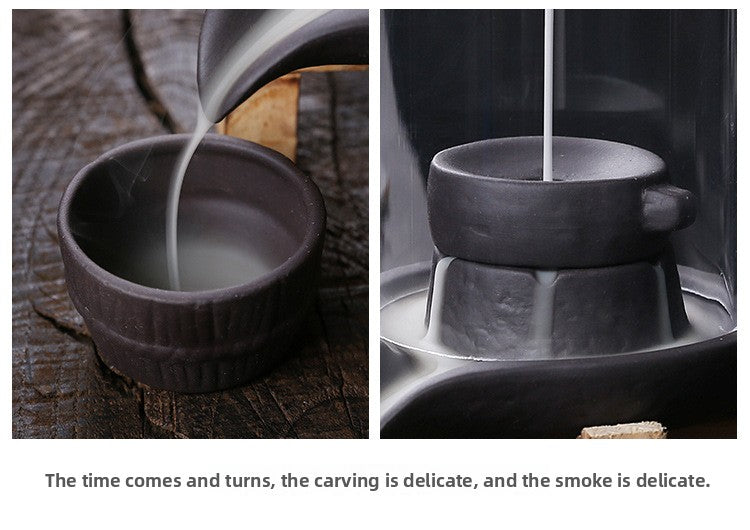zensoullab Purple Clay Backflow Incense Burner Home Decor Creative Fortune Comes Windproof Cover Backflow Incense Burner Original