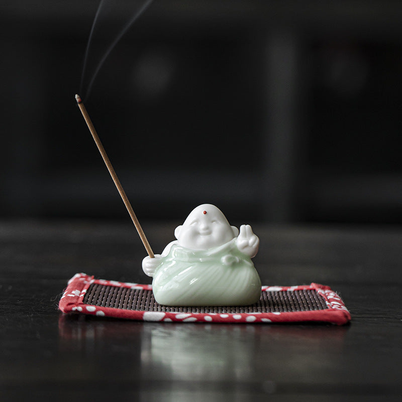 zensoullab Creative Cute Little Zongzi Ceramic Aromatherapy Burner Ornament Home Dragon Boat Festival Gift Sandalwood Incense Holder