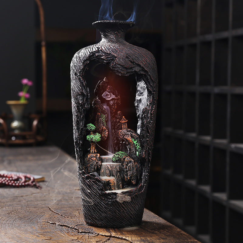 New Resin Backflow Incense Burner Creative Mountain Water Flow Incense Burner Home Decor Backflow Incense Original