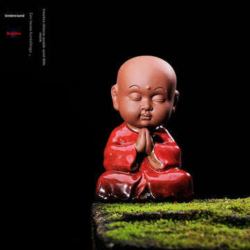 zensoullab Zen Purple Clay Little Monk Tea Pet Kung Fu Tea Set Tea Ceremony Accessories Chinese Style Little Monk Home Decoration Small Ornament