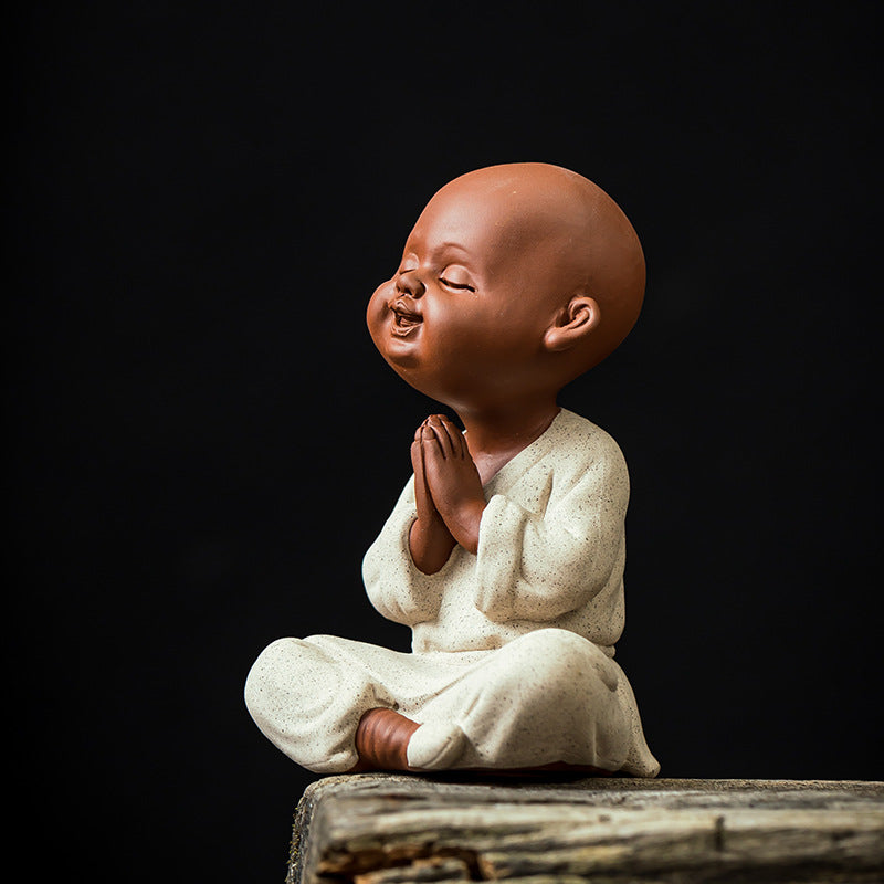 zensoullab Purple Clay Little Monk Cute Character Tea Pet Ornament Kung Fu Tea Set Tea Ceremony Ceramic Little Sha Ni Home Decor Ornament