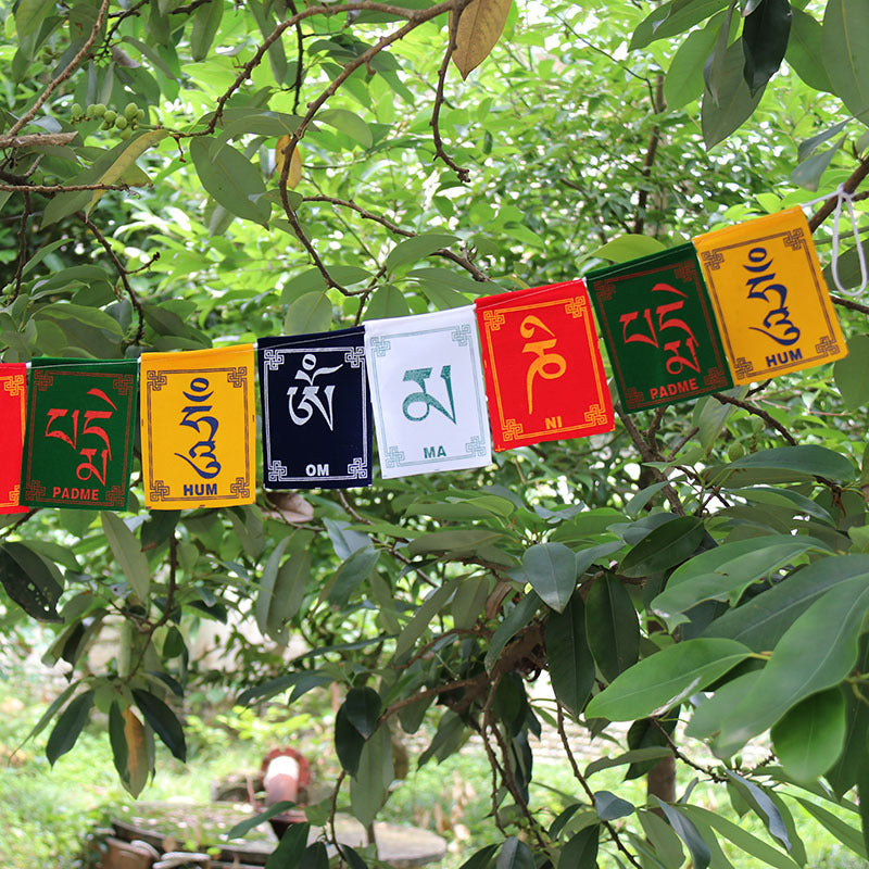 zensoullab Tibetan Style Mini Colorful Prayer Flags Wind Horse Flags Car Hanging Guanyin Heart Mantra Six-Word Great Ming Mantra