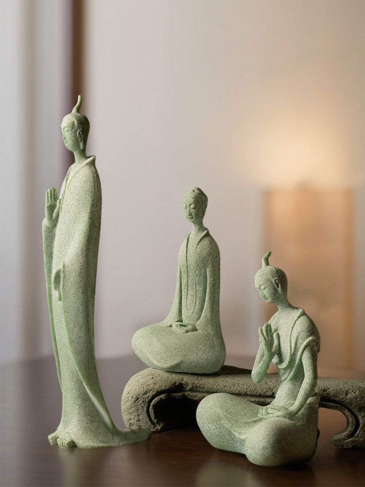 zensoullab Large Desktop Chinese Style Buddha Figurine Micro Landscape Fish Tank Landscaping Rockery Gardening Desktop Ornament Tea Pet Incense Decoration