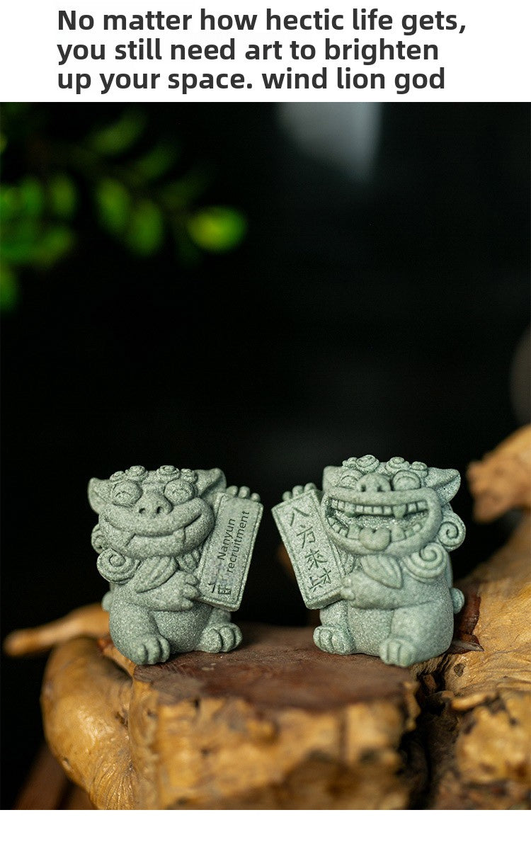 zensoullab Chinese Style Fortune-Bringing Lucky Beast Lion Desktop Creative Home Decoration Tea Pet Fish Tank Landscape Ornament Decoration