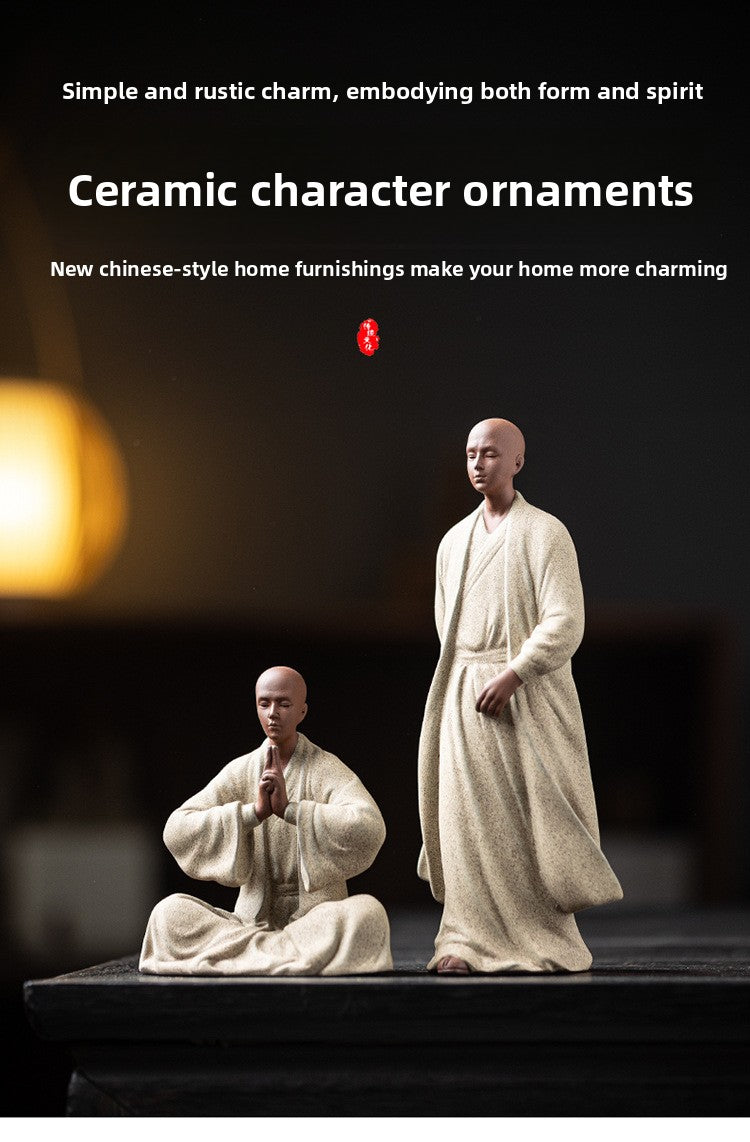 zensoullab Zen Purple Clay Little Monk Tea Pet Figurine Character Tea Ceremony Tea Room Tea Space Desktop Tea Table Tea Set Tea Table Decoration