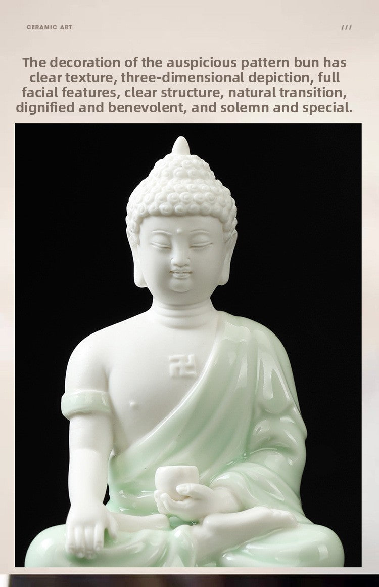Zensoullab Zen Ceramic Sakyamuni Buddha Ornaments Vairocana Buddha Home Living Room Entrance Decorations Worship Furnishings