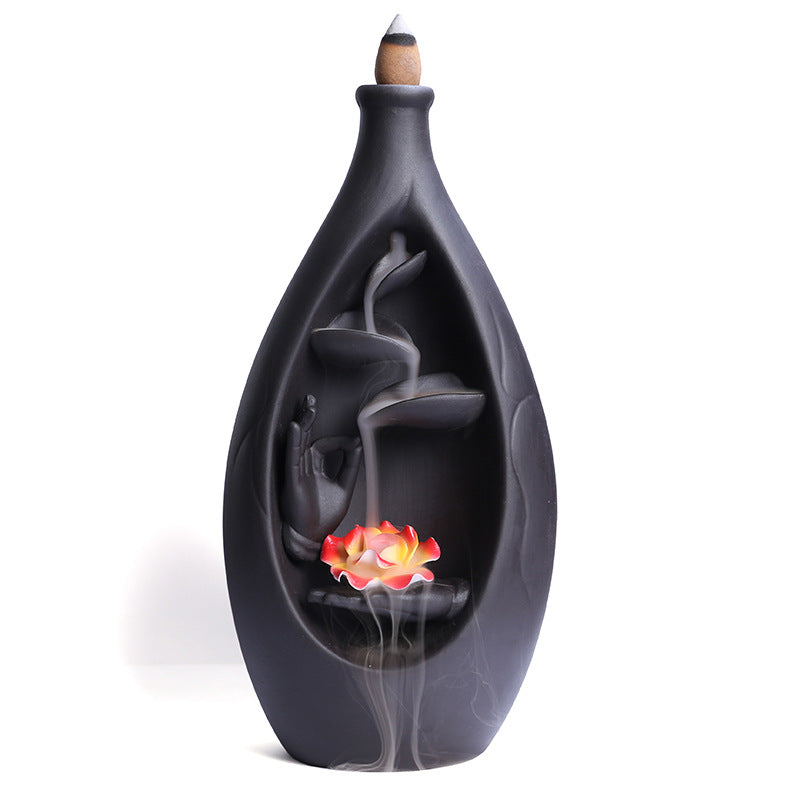zensoullab Purple Clay Backflow Incense Burner Special for Creative Large Bottle Left and Right Feng Yuan Waterfall Backflow Incense Burner