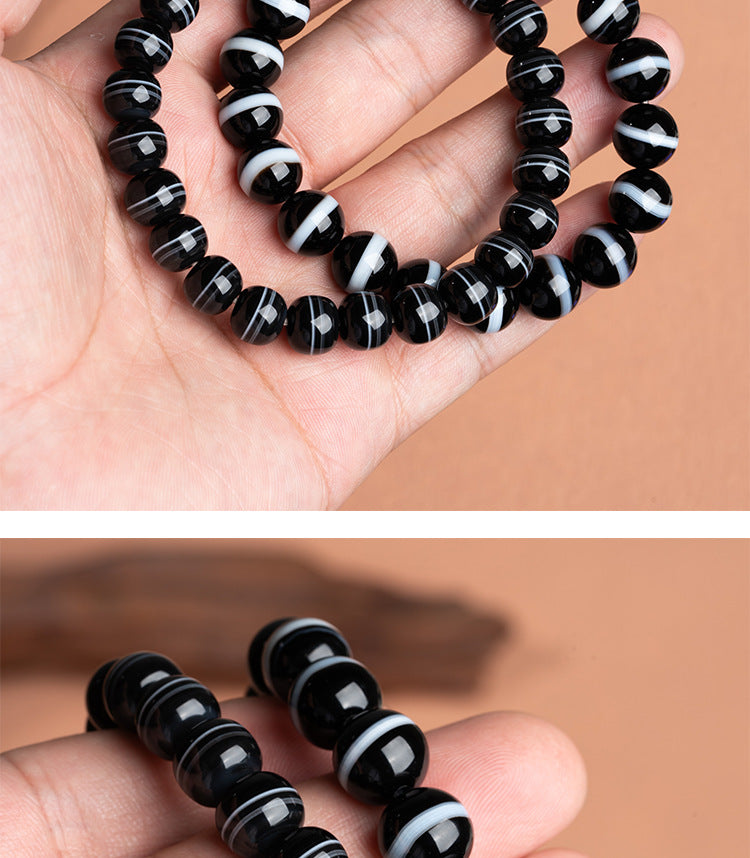 zensoullab Natural First-Line Pharmacist Dzi Bead Agate Bracelet Fashion Versatile Unisex Couple Style Single Circle Bracelet In Stock