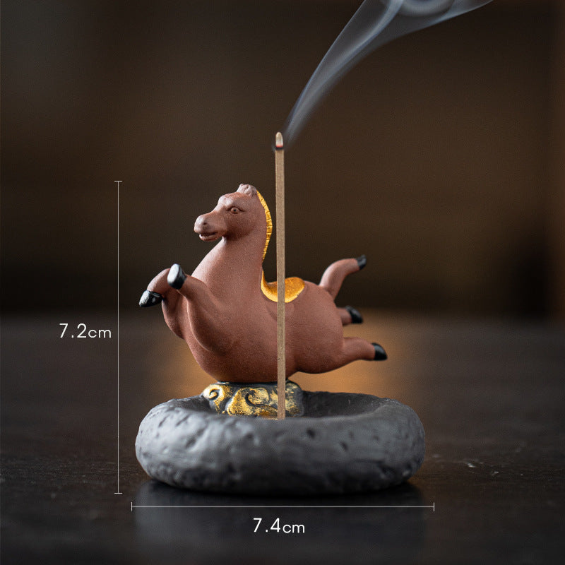 zensoullab Ceramic Small Tang Horse Incense Burner Creative Incense Holder Home Indoor Aromatherapy Burner Sandalwood Agarwood Incense Holder Incense Device