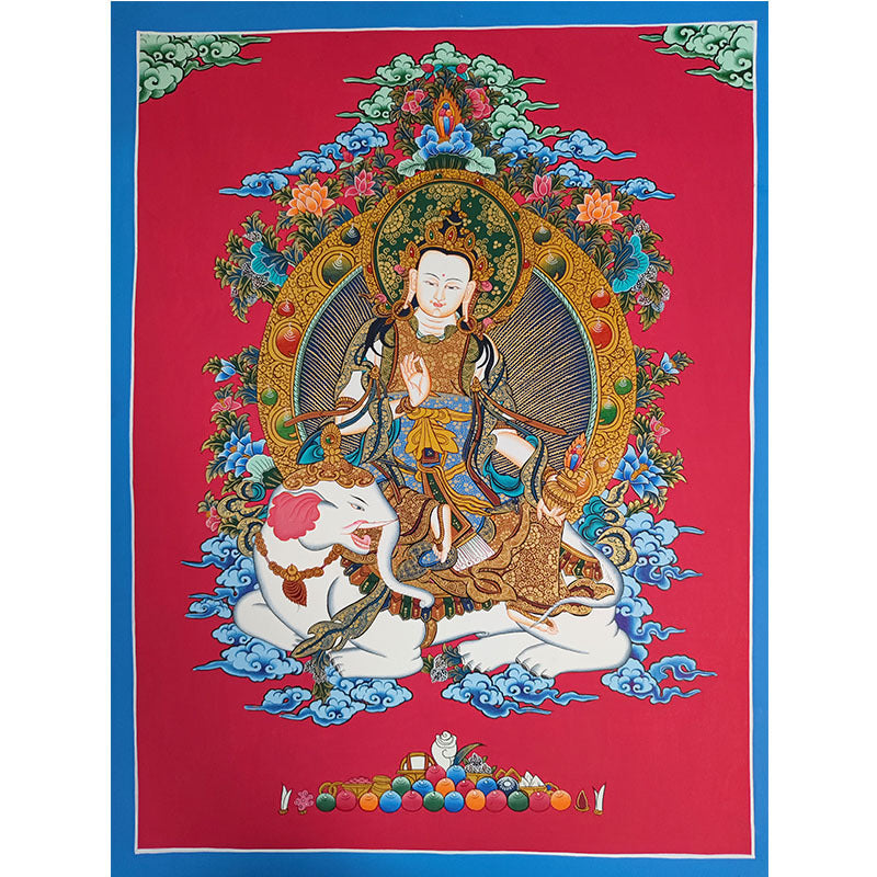 zensoullab Nepal Hand-painted Manjushri Thangka Yellow God of Wealth Samantabhadra Four-armed Guanyin White Tara Green Tara Entrance Wall Hanging Painting