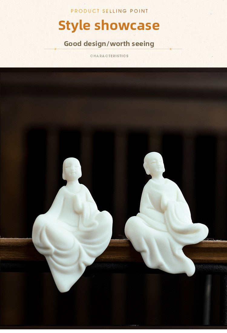 zensoullab Mini Fingertip Small Buddha Ceramic Little Monk Ornament Micro Landscape Tea Room Fish Tank Decoration Formless Buddha Zen Small Figure