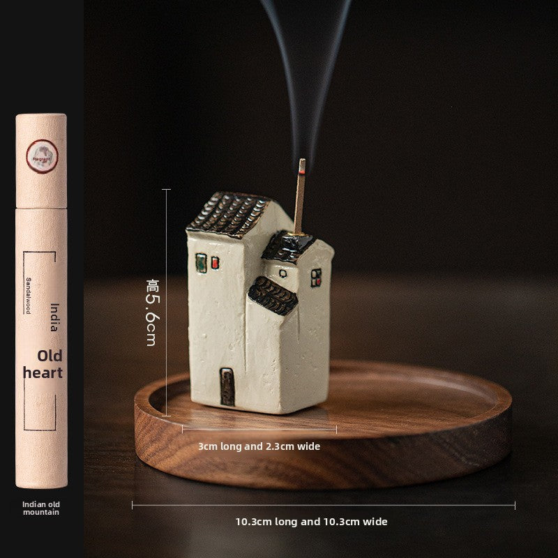 zensoullab Jiangnan Style Ceramic Mini Small House Incense Socket Zen Tea Room Tea Table Ancient Style Small Incense Burner Incense Holder Ornament