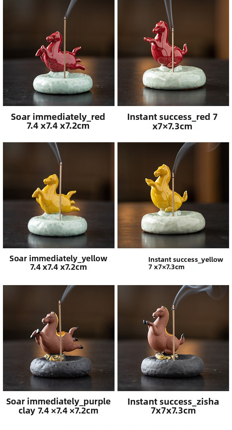 zensoullab Ceramic Small Tang Horse Incense Burner Creative Incense Holder Home Indoor Aromatherapy Burner Sandalwood Agarwood Incense Holder Incense Device
