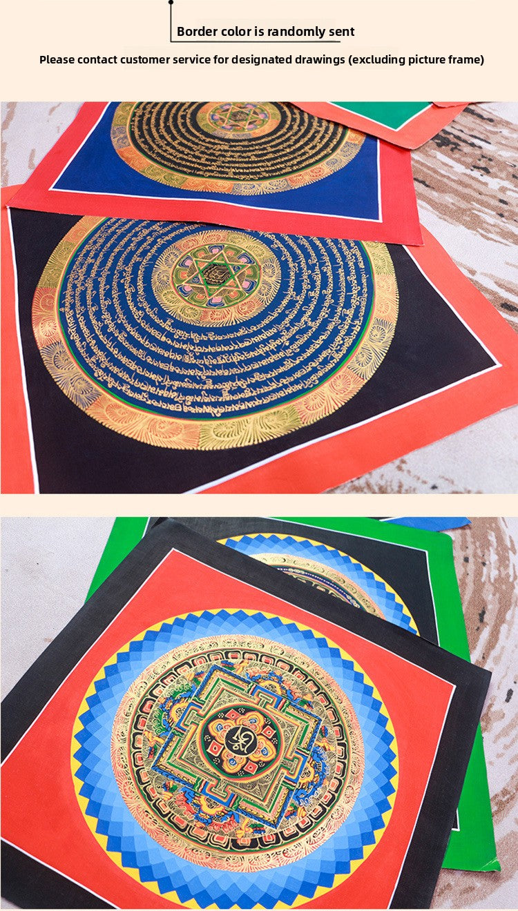 zensoullab Nepal Hand-painted Sutra Mandala Thangka Living Room Background Entrance Tibetan Handmade Thangka Decorative Hanging Painting