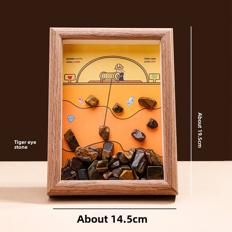 zensoullab Runyang Jewelry Natural Crystal Stone Frame Miner DIY Crystal Crafts 7inch Frame Display Creative