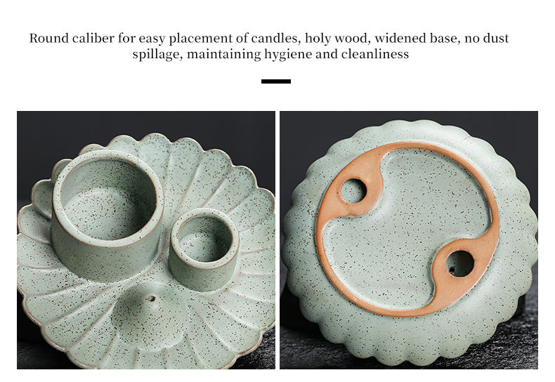 Peruvian Sacred Wood Tray Sage Tray Sacred Wood Stand Candle Holder Candle Tray Incense Burner Ceramic