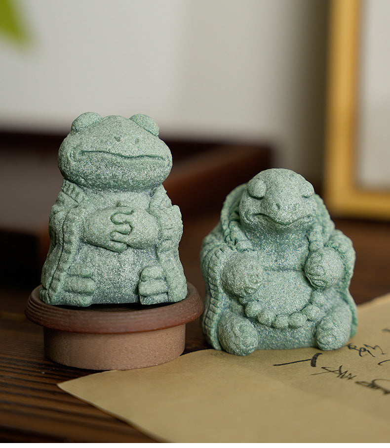 zensoullab Green Sandstone Micro Landscape Fish Tank Ornament Bonsai Creative Personalized Craft Desktop Decoration Healing Craft