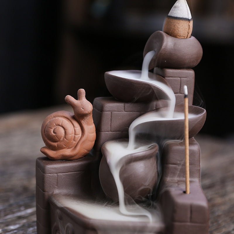 zensoullab Purple Clay Backflow Incense Burner Craft Ornament Creative Animal Sandalwood Backflow Incense Burner Home Decoration