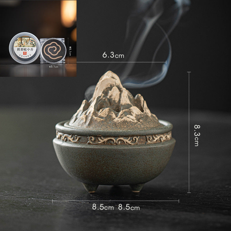 zensoullab Boshan Ceramic Incense Burner for Home Indoor Small Sandalwood Agarwood Incense Burner Zen Tea Room Incense Incense Seal Tower Incense Burner