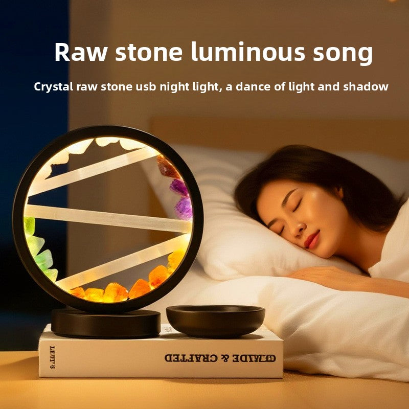 zensoullab Natural Crystal Lamp Pink Crystal Gypsum Raw Stone Night Light Bedroom USB Bedside Festival Atmosphere Lamp