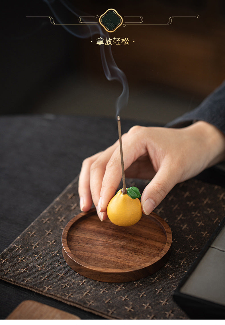 zensoullab Blessing Peace Creative Ceramic Small Pomelo Incense Socket Zen Tea Room Desktop Aromatherapy Burner Stand Incense Burner